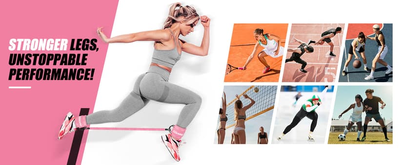 Ankle Resistance Bands with Cuffs, Ankle Weights Bands for Working Out, Women Leg and Glutes Workout Equipment, Exercise Bands for Kickbacks, Butt and Booty Trainer, Home Gym Fitness Equipment