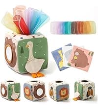 Youuys Baby Tissue Box Toy for Babies 6-12 Months, Montessori Sensory Toys for 1 Year Old Boy, Infant Toy with Crinkle Tissues & Fine Motor, for 6 9 12 18 Months Old Kids 1st Birthday B0DB454GQM