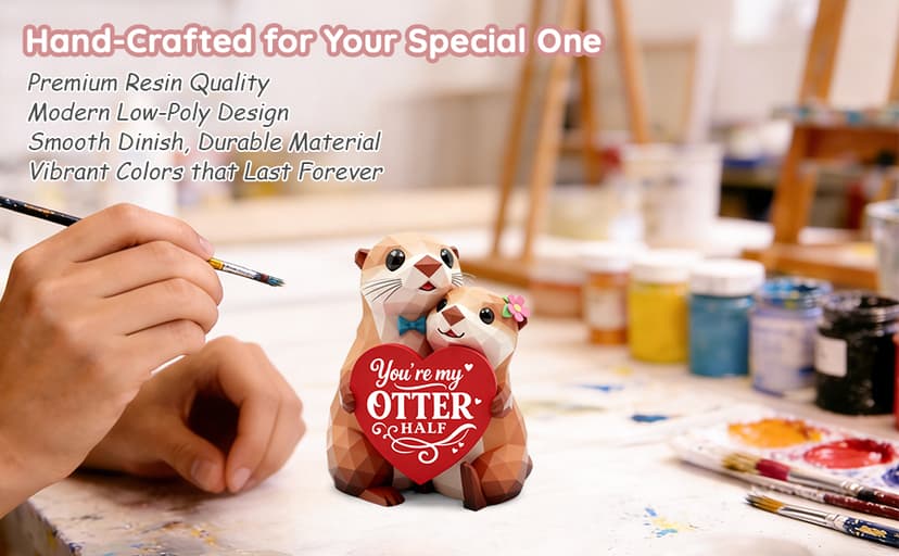 Anniversary Birthday Gifts for Women Men I Love You Wedding Romantic Gift for Wife Husband Couples,Hand-Painted Sculpture Gifts for Women Her Girlfriend Wife Husband BF Men Him Otter Figurines B0GDCT2WCC