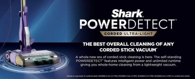 Shark POWERDETECT Ultra-Light Corded Stick Vacuum with DuoClean Technology, Self-Cleaning Brushroll for No Hair Wrap, Anti-Allergen Complete Seal, and Odor Neutralizer Technology, HZ4002