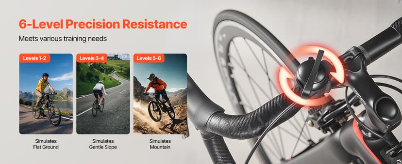 VEVOR Bike Trainer, 6 Level Resistance, 26-29 in & 700C Wheels, Foldable Magnetic Bicycle Stationary Stand for Indoor Exercise Riding with Quick Release Skewer & Front Wheel Riser Block for Road Bikes