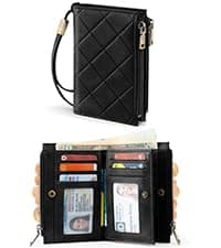 XINNSTAR Small Wallet for Women, Genuine Leather RFID Blocking Credit Card Holder Slim Compact Coin Purse Women's Wallets with ID Window 8 Card Slots