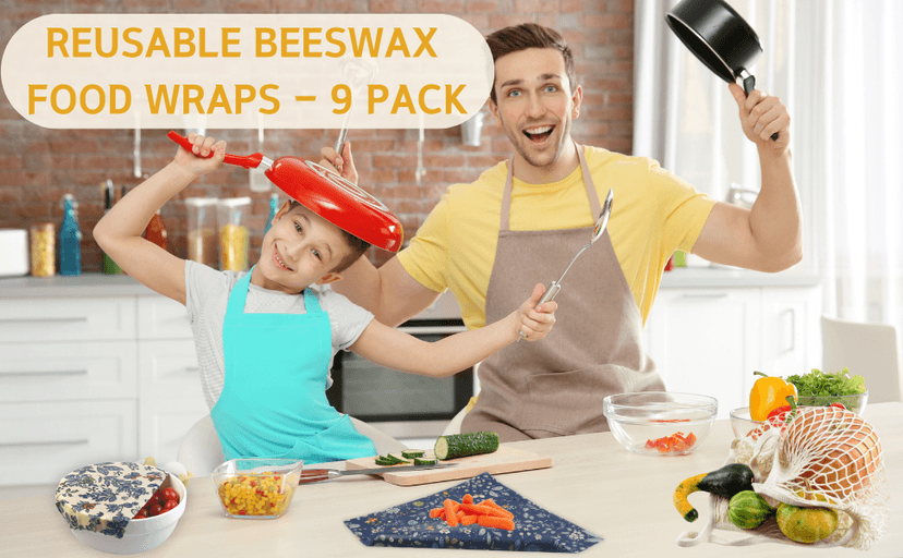 Reusable Beeswax Wrap - 9 Pack Beeswax Wraps for Food, Eco-Friendly Beeswax Food Wraps, with Mesh Grocery Bag & 2 Beeswax Bars, Reusable Food Storage Wrap Set, Sustainable Gifts