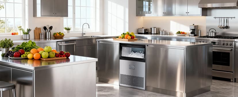 Commercial Ice Maker, 110lbs/24H, 33lbs Large Storage Under Counter Ice Maker for Business, 50 Cubes in 7-14Mins Stainless Steel Ice Machines, Self Cleaning Ice Makers for Cafe Bar Restaurant Home