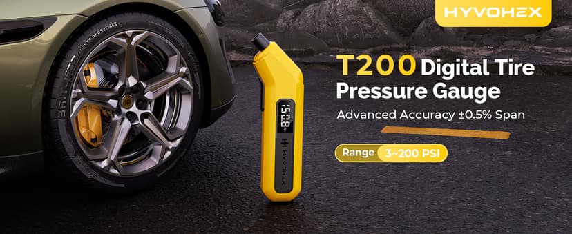 Tire Pressure Gauge Digital 200 PSI, HYVOHEX Tire Gauges for Tire Pressure with AAA Batteries, Visual LED Display Tire Gauge with Backlight, Digital Tire Gauge for Car Truck Motorcycle Bicycle