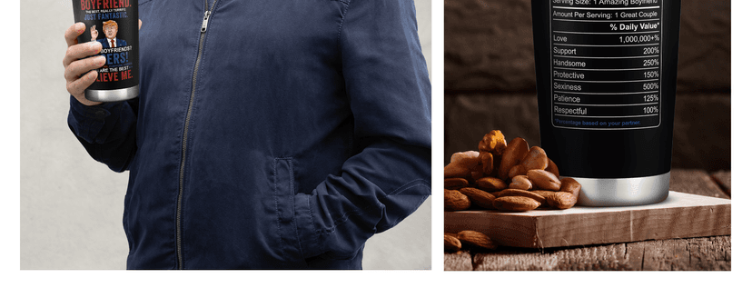 Gifts for Boyfriend, Him - Anniversary, Birthday, Christmas Boyfriend Gifts from Girlfriend - Romantic Love Couple Gift for Him from Her - Ideas for Couples - 20 Oz Stainless Steel Tumbler