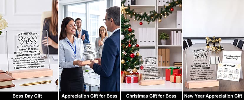 Gifts for Boss Female, Acrylic Plaque Decor Birthday Thank You Gifts for Women Men Office Decor Boss Gifts for Women, 5.5 x 5.9" Acrylic Plaque Gift for Boss Women Man B0H8B3XHLP