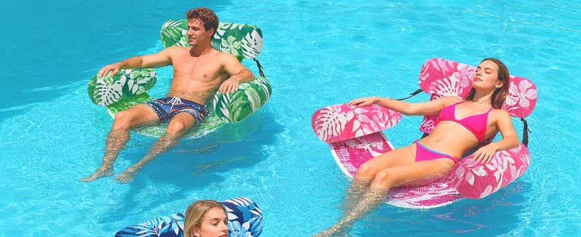 3 Pack Pool Floats Adult, Adjustable Heavy Duty Inflatable Pool Floats Chair, Portable Pool Float Lounger for Adults & Kids, Pool Floaties Noodles for Summer Pool Beach Lake Party Relaxing Fun