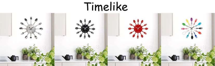 Timelike Kitchen Wall Clock, 3D Removable Modern Creative Cutlery Kitchen Spoon Fork Wall Clock Mirror Wall Decal Wall Sticker Room Home Decoration