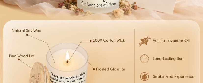 OASSIE Thank You Gifts for Women - Long Lasting Vanilla Lavender Candle 10 Oz - Appreciation Inspirational Birthday Gifts for Women Coworkers Friend Teachers Nurses Boss Employees