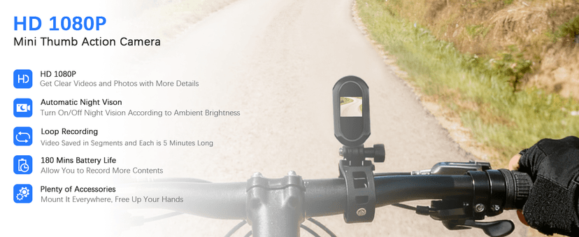 Tkiplay Mini Thumb Sports Action Camera, FHD 1080P Body Camera with Audio, Small Body Cam, Magnetic Wearable POV Vlogging Camera with Night Vision, Loop Record, Accessories