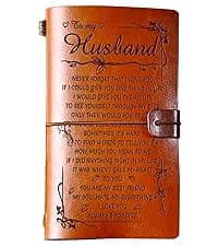 PRSTENLY Gifts for Husband Leather Journal, To My Husband Gifts 140 Page Refillable Notebooks, Fathers Day Anniversary Birthday Wedding Christmas Valentines Day Gifts for Him Men Husband from Wife