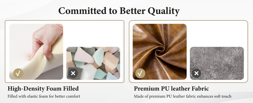 Furniliving PU Leather Accent Chair with Ottoman, Upholstered Reading Chair with High Backrest, Tufted-Button Wingback Armchair for Bedroom, Dressing Room, Home Office, Brown