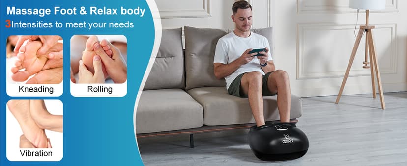COMFIER Shiatsu Foot Massager with Heat,Vibration,Rolling Compression,FSA Eligible Feet Massager Machine for Plantar Fasciitis,Neuropathy Pain, Fits Size up to 13“,Christmas Gifts for Women,Men,HSA
