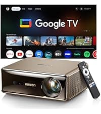 Aurzen EAZZE D1 Smart Projector with WiFi and Bluetooth, Netflix-Officially-Licensed, Auto Focus & Keystone, DoIby Audio, Zoom, Native 1080P Movie, Portable Outdoor Mini Projector, White