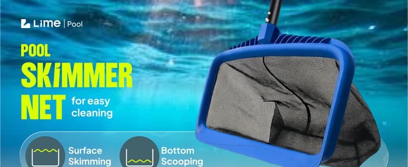 Lime Ultra-Durable Pool Skimmer Net – Deep Fine Mesh for Efficient Leaf & Debris Cleaning, Fits Standard Pool Poles (Net Only, No Pole)