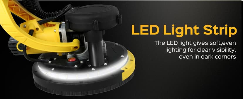 Drywall Sander Tool, KUPERIA 8.5 Amp Popcorn Ceiling Removal Tool with 7 Variable Speed 800-1800RPM, Electric Drywall Sander with Extendable Handle, LED Light,6 Basic Sand Paper & 6 Grid Sandpaper