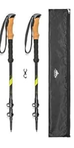 Cascade Mountain Tech Trekking Poles - Carbon Fiber Walking or Hiking Sticks with Quick Adjustable Locks