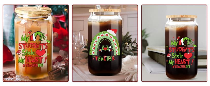 Teacher Christmas Gifts,16oz Funny Christmas Grin-ch Cups for Teachers,Teacher Appreciation Gifts,Thank You Gift End of The Year Teachers Gift for Women from Student