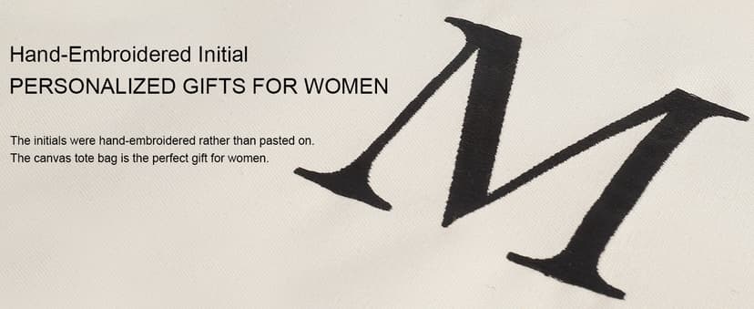 YOOLIFE Gifts for Women - Initial Tote Bag & Makeup Bag, Birthday Gifts for Women Mom Wife Teacher Friend