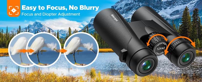 Adorrgon 12x42 HD Binoculars for Adults High Powered with Phone Adapter, Tripod and Tripod Adapter - Large View Binoculars with Clear Low Light Vision - Binocular for Bird Watching Cruise Travel