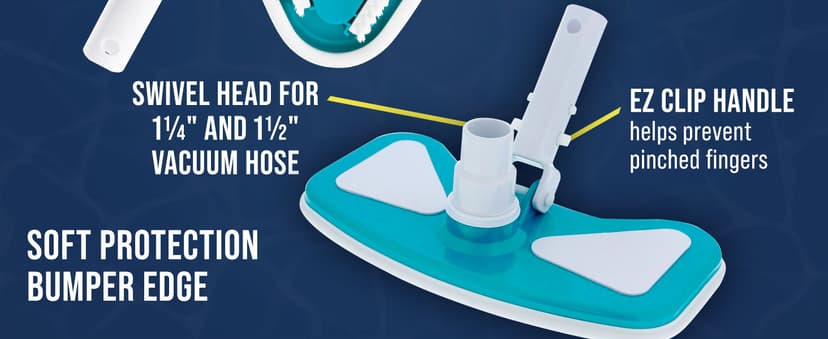 U.S. Pool Supply 11" Weighted Butterfly Pool Vacuum Head, 1-1/4" or 1-1/2" Swivel Hose Connection - Cleans Floor Debris - Safe for Vinyl Lined Pools