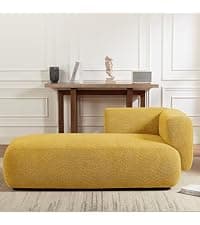 Upholstered Chaise Lounge Chair Indoor with Ottoman Boucle Chaise Lounge Fluffy Reading Chairs for Office Living Room Bedroom Relaxing (Boucle Biege)