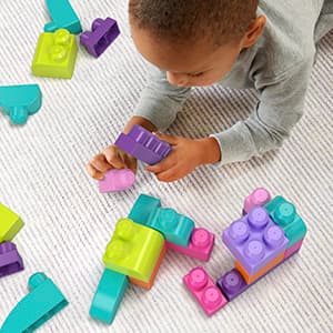 MEGA BLOKS First Builders Toddler Blocks Toys Set, Big Building Bag Collection with 80 Pieces and Storage, Pink, Ages 1+ Years