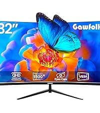 Gawfolk 27 inch Curved Gaming Monitor,144Hz/180Hz PC Monitor Full HD 1080P, Frameless 1800R Computer Display with FreeSync & Eye-Care Technology, Wall Mountable, DP, HDMI Port (Black)