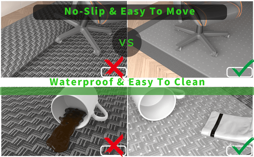 Office Chair Mat for Carpeted Floor, 63"x51" Clear Desk Mat for Carpet Large Protector Floor Mat On Low Pile Carpets, Easy Glide Rolling Plastic Floor Mat, Computer Chair Mat for Home Office