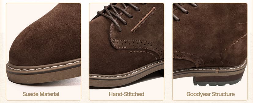 Arkbird Mens Chukka Boots, Genuine Suede Leather Classic Fashion Casual Ankle Lace-up Dress Boots for Men