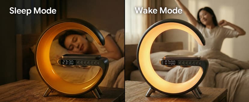 Smart LED Table Lamp for Bedroom with Wireless Charging Bluetooth Speaker, App Controlled Night Light for Kids, Christmas Birthday Gifts for Teens Adults Desk Office Bedroom Decor (Black B0GTYVCXBM