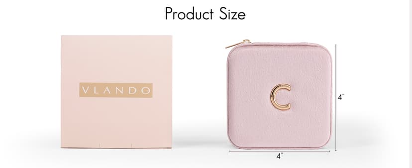 Vlando Birthday Gifts for Women Friendship, Personalized Initial Jewelry Box, Friendship Gifts for Women Friends, Travel Essentials Small Jewelry Box, Travel Box for Girls - Letter J, Pink