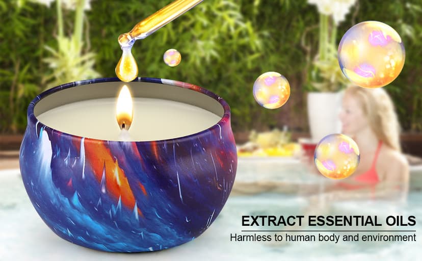 Scented Candles Gift Set, Natural Soy Wax Portable Travel Tin with Strongly Fragrance Essential Oils for Stress Relief and Aromatherapy - 16 Pack