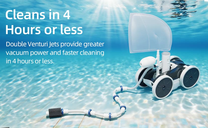 MAKHOON Upgrade Pool Pressure Side Sweeper – Professional Pool Cleaner for Efficient Swimming Pool Cleaning, Stable 4-Wheel Structure Design