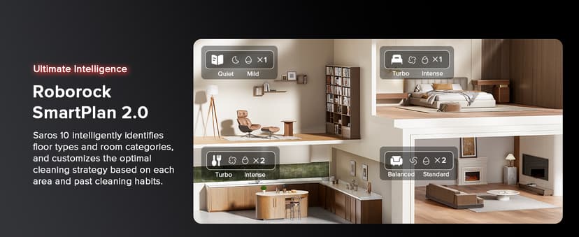 roborock Saros 10 Robot Vacuum and Mop, 22,000Pa Suction, AI Obstacle Avoidance, 3.14-inch Ultra Thin, Intelligent Dirt Detection, Zero Tangling Main Brush, Hot Water Mop & Dock Self Cleaning
