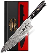 Anniversary Men Gifts for Him Husband, 8 inch Professional German Stainless Steel Chef Knife, Engraved Best Husband Ever Knife Gift, Christmas Anniversary Birthday Gifts for Men Husband