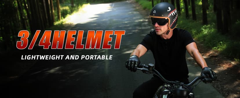 TRIANGLE 3/4 Motorcycle Helmet,Retro Open Face Adults Helmets with Visor,Half Face Moped Helmet for Men & Women,DOT Approved Helmets for Cruiser Scooter(L)