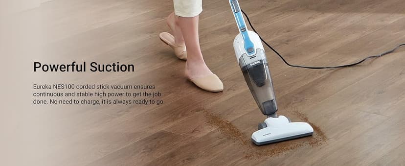 Eureka Corded Stick Vacuum Cleaner for Home Pet Hair, Lightweight Stick Vacuum Cleaner with Powerful Suction for Carpet Tile and Hard Floor, Aqua Blue, 3-in-1 Handheld Vac NES100