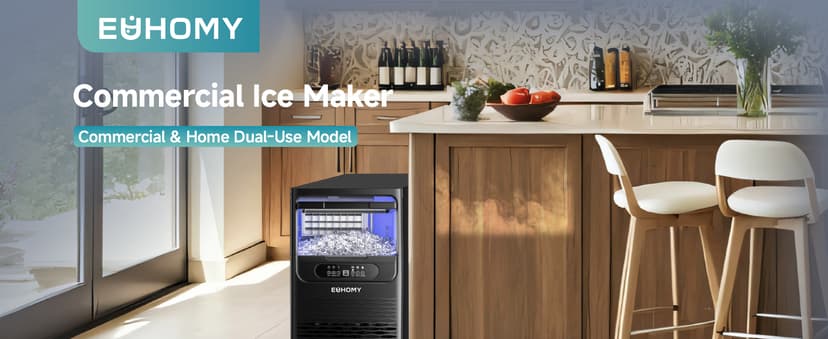 EUHOMY Commercial Ice Maker Machine,85lbs/24H,36 Ice Cubes in 8-12 Mins,Under Counter Ice Maker with Water Filter,12lbs Storage Capacity,Freestanding Ice Machine for Home/Bar/Cafe/Restaurant