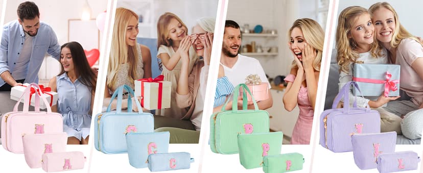 Gifts for Teen Girls Women - Personalized Toiletry Bag Initial Makeup Bag | Travel Cosmetic Bag | 8 9 10 11 12 13 14 15 16 Years Old Girl Gift Trendy Stuff - Pink A B0FSJXYKK8