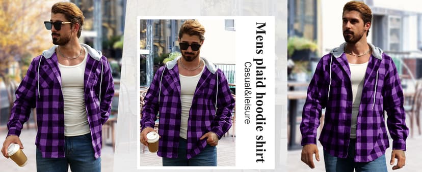Big Tall, with Pocket, Adjustable Cuffs, Machine Wash, Business,Work, Office, Vacation, Graduation, Wedding, Party, Daily ZITY Men's Flannel Hoodie Shirts Casual Button Down Long Sleeve Plaid Shirt B0BB2JC2QX