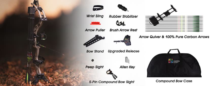 Sanlida Dragon X9 Ready to Hunt Compound Bow Package for Adults, Archery Compound Bow and Arrow Set, 0-70 Lbs Draw Weight, No Bow Press Needed, Limited Life-time Warranty, RH Only