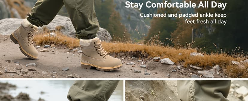 COTTIMO Womens Hiking Snow Winter Boots- Ladies Casual Outdoor Lightweight Ankle Boots Work Backpacking Lace up Fur Lined Walking Trekking Shoes