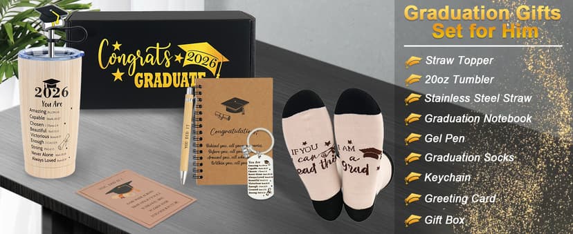 Masters Degree Phd Graduate Gifts Basket for Son, Grad Gift for Men, Male Congratulation Present for Class of 2026 Graduates Graduation Gifts for Boys Him, High & Middle School College Graduation Gift B0GVQCKCYD