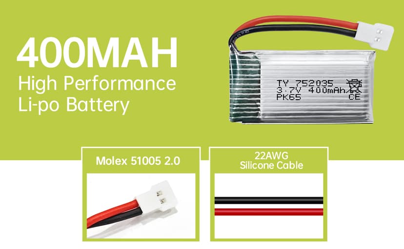 5PCS 3.7V 400mAh Lithium Battery with 5 in 1 Charger for SYMA Q11 H99W H31 H6C H98 AT-96 TR-C385 TR-P51 TR-F22 Quadcopter Spare Parts Aircraft Model Drone Battery (Black)