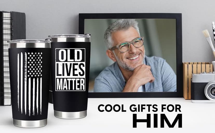 30th, 40th, 50th and 60th Birthday Gifts for Men, Dad from Son, Daughter, Wife - Gag Gifts For Men, Grandpa - Cool Old Man Gift, Old Lives Matter Tumbler 20oz - Funny Christmas Gifts