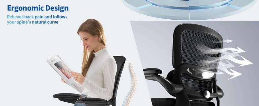 TRALT Drafting Chair - Tall Office Chair for Standing Desk - High Office Chair with Adjustable Footrest Ring Lumbar Support - Tall Office Chairs for Home Office with Flip-Up Armrests (Black)