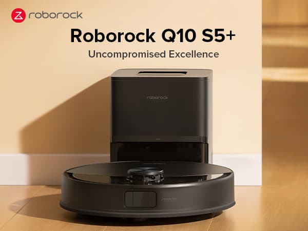 roborock Q10 S5+ Robot Vacuum and Mop, 10,000Pa Suction, Upgraded from Q8 max+, 70 Days Self-Emptying, Obstacle Avoidance, Sonic Mopping, Dual Anti-Tangle Design, Auto Mop Lifting, Ideal for Pet Hair