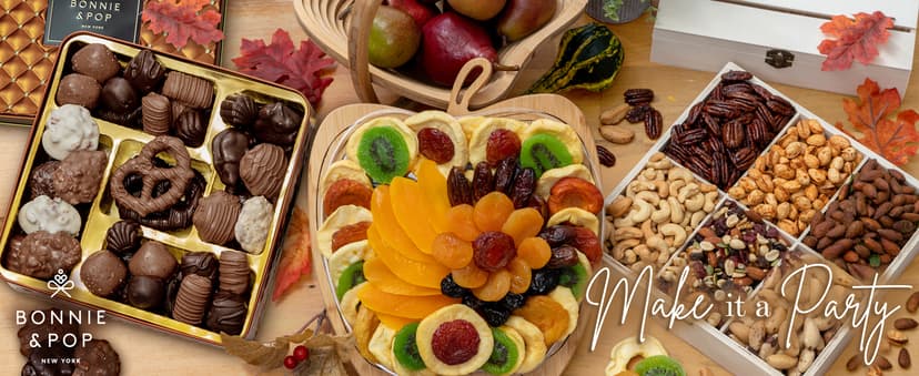Dried Fruit and Nut Gift Basket, Healthy Assorted Natural Snack Gift Tray, Extra Large Variety Food Tray Party Platter- Easter, Holiday, Birthday, Sympathy, Office, Men, Woman, Him, Her Husband, Wife, Families, Bonnie and Pop